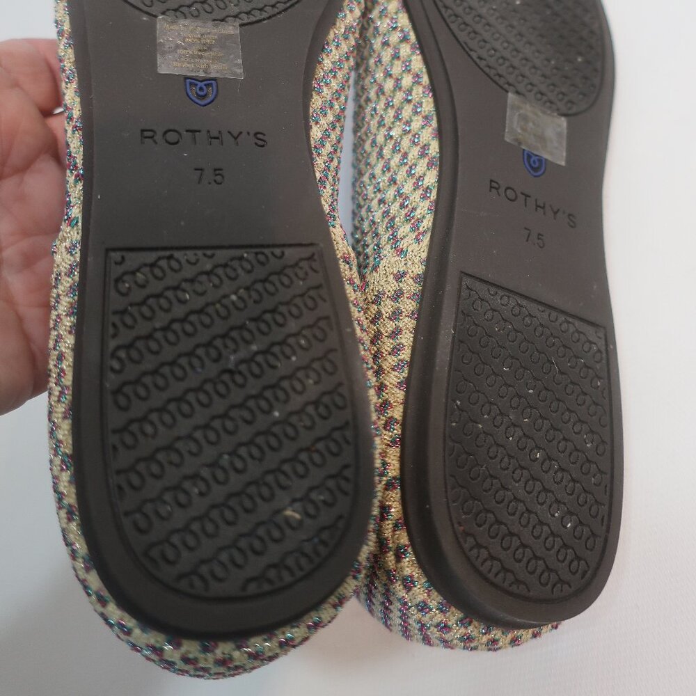 Like New Womens Rothy's Multi Gold Metallic Textile Ballet The Flat Shoes 7.5 CO - Picture 10 of 12